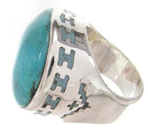 Sterling Silver Turquoise Inlay Ring Size 4-1/2 OS59703